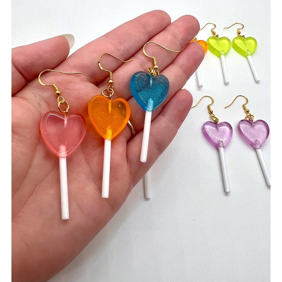 Lollipop Earrings - Sucker Earrings - Barbie Earrings - Rainbow Earrings - Picture 5 of 10